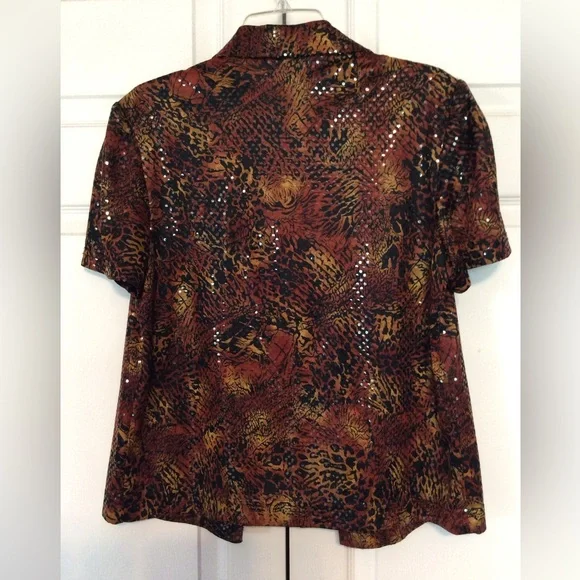 Miss Dorby vintage women’s size 12 open top collar sequin snake print pattern - Picture 5 of 8